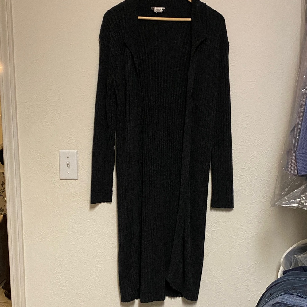 Elegant Black Long Cardigan Dress